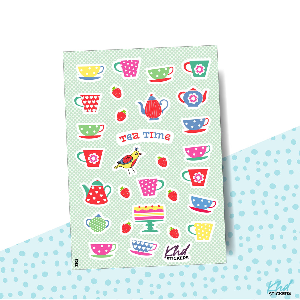 Tea Time Stickers, Planner Stickers, Removable