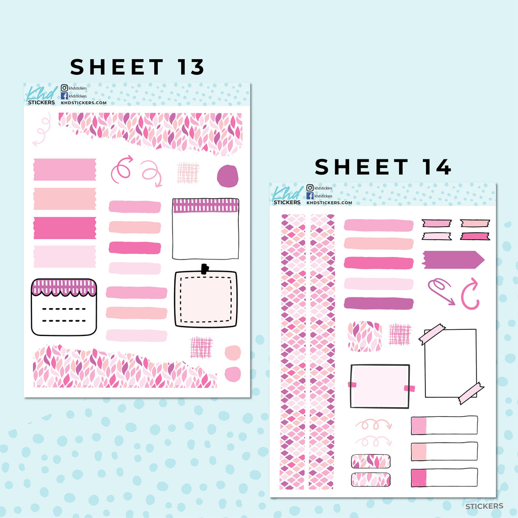 Monthly Functional Planner Sticker Kit - Pretty In Pink - Planner Stickers - Kit 4806