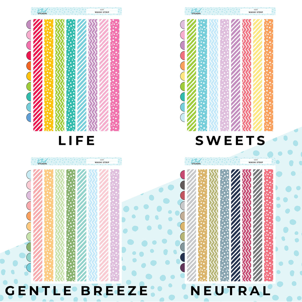 Washi Strip Stickers, Planner Stickers, Removable
