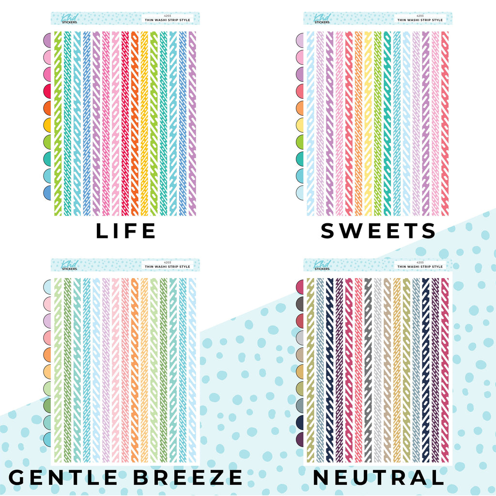 Thin Washi Strip Stickers, Planner Stickers, Removable