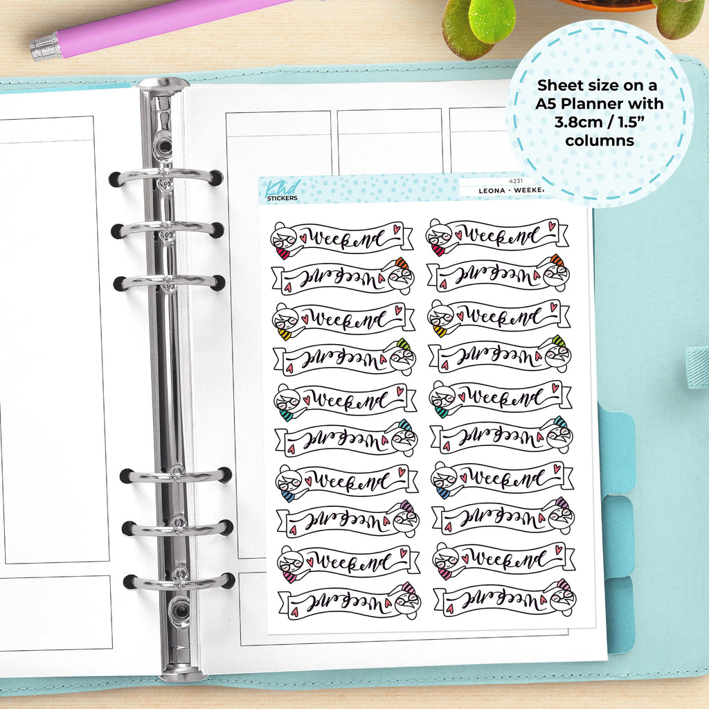 Weekend Planner Stickers featuring Leona, Removable