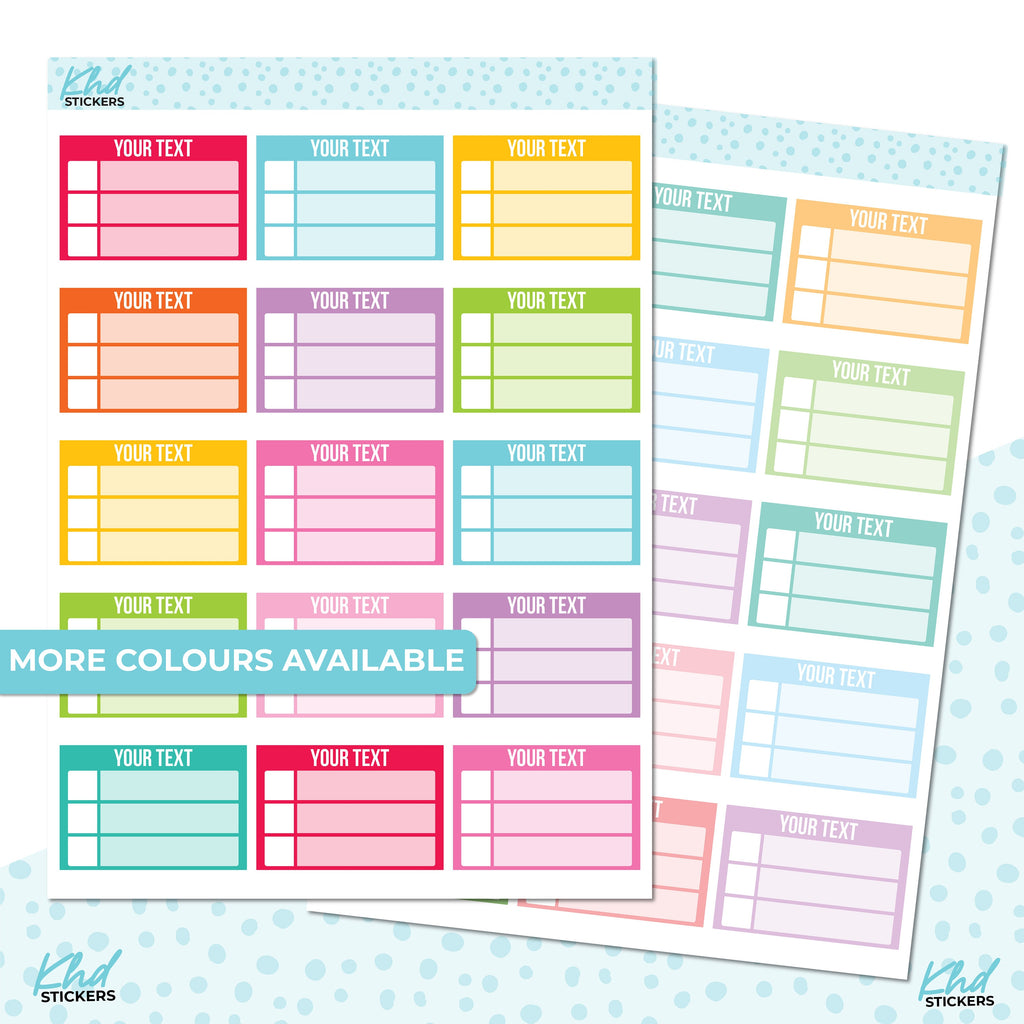 Design Your Own, Checklist Stickers, Planner Stickers, Removable