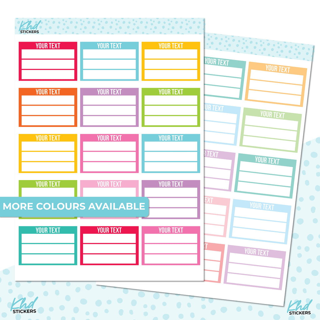Design Your Own, Half Boxes, Removable, Personalised Custom Planner Stickers