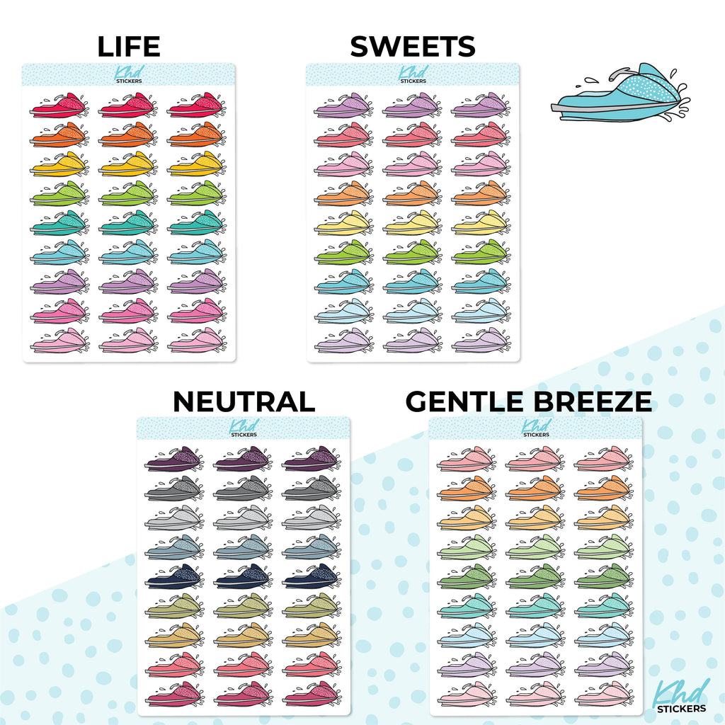 Jet Ski Planner Stickers, Two Sizes, Removable