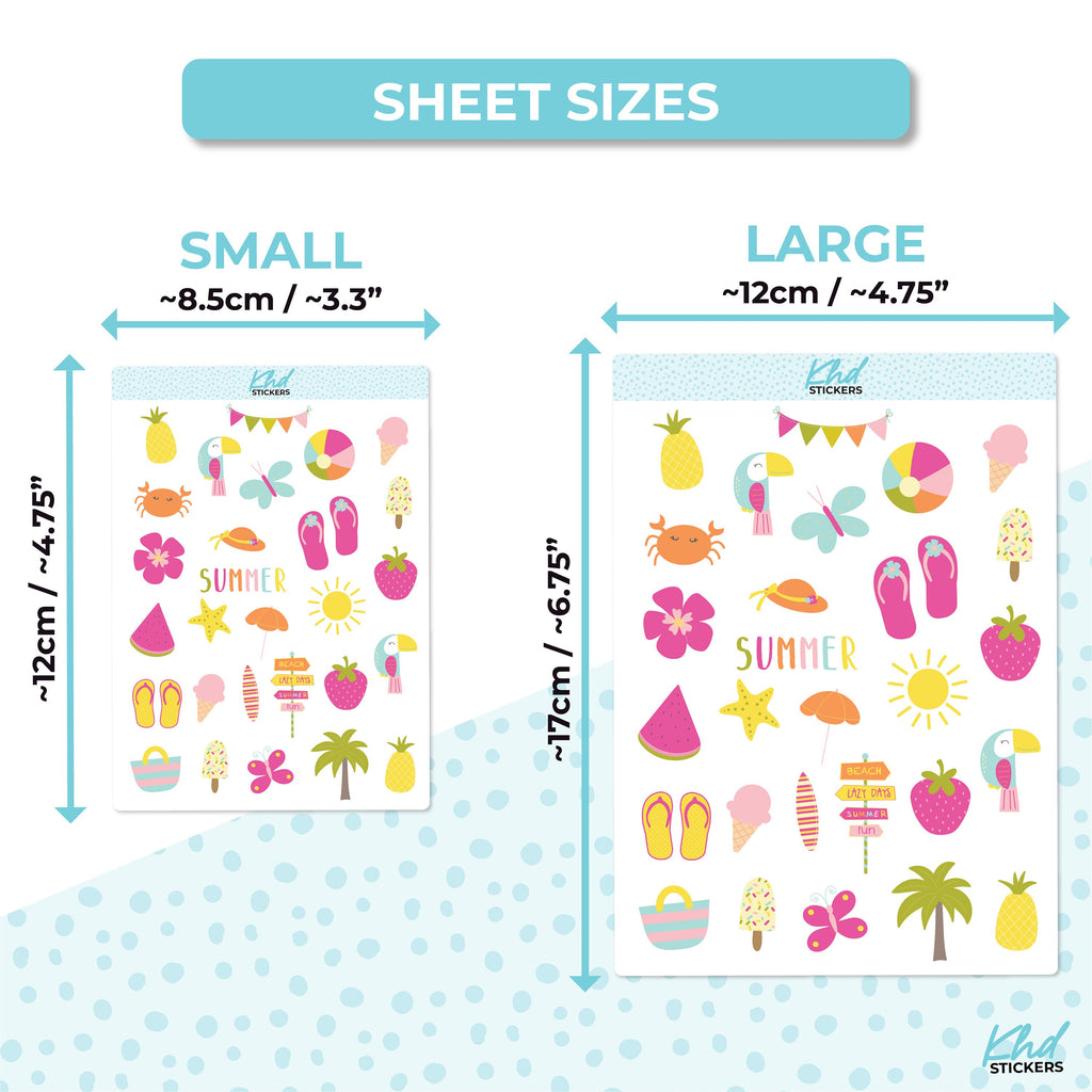 Summer Stickers, Planner Stickers, Two Sizes, Removable