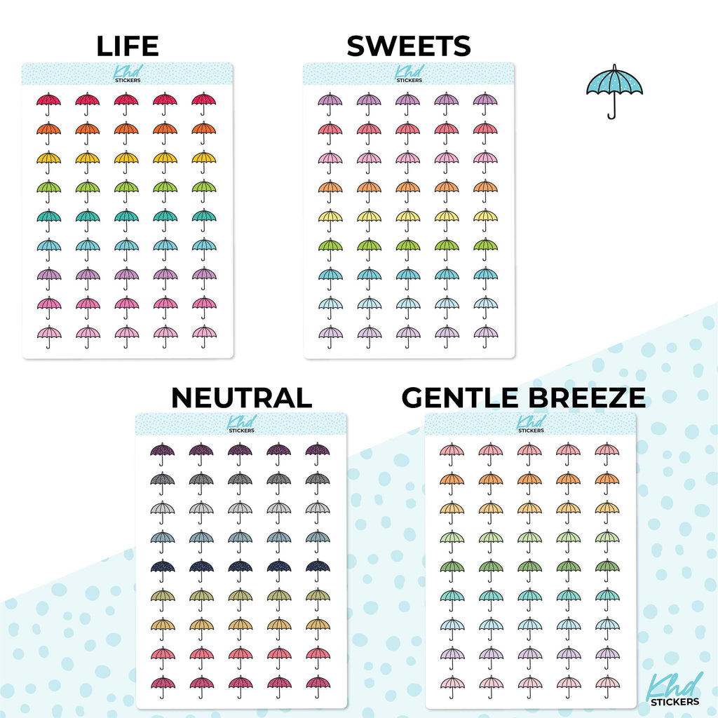 Umbrella Icon Stickers, Planner Stickers, Two sizes, Removable