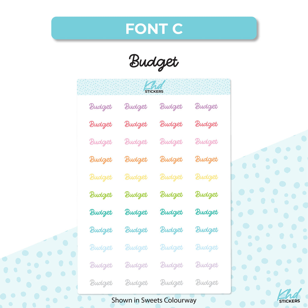 Budget Planner Stickers, Planner Stickers, Select from 6 fonts & 2 sizes, Removable