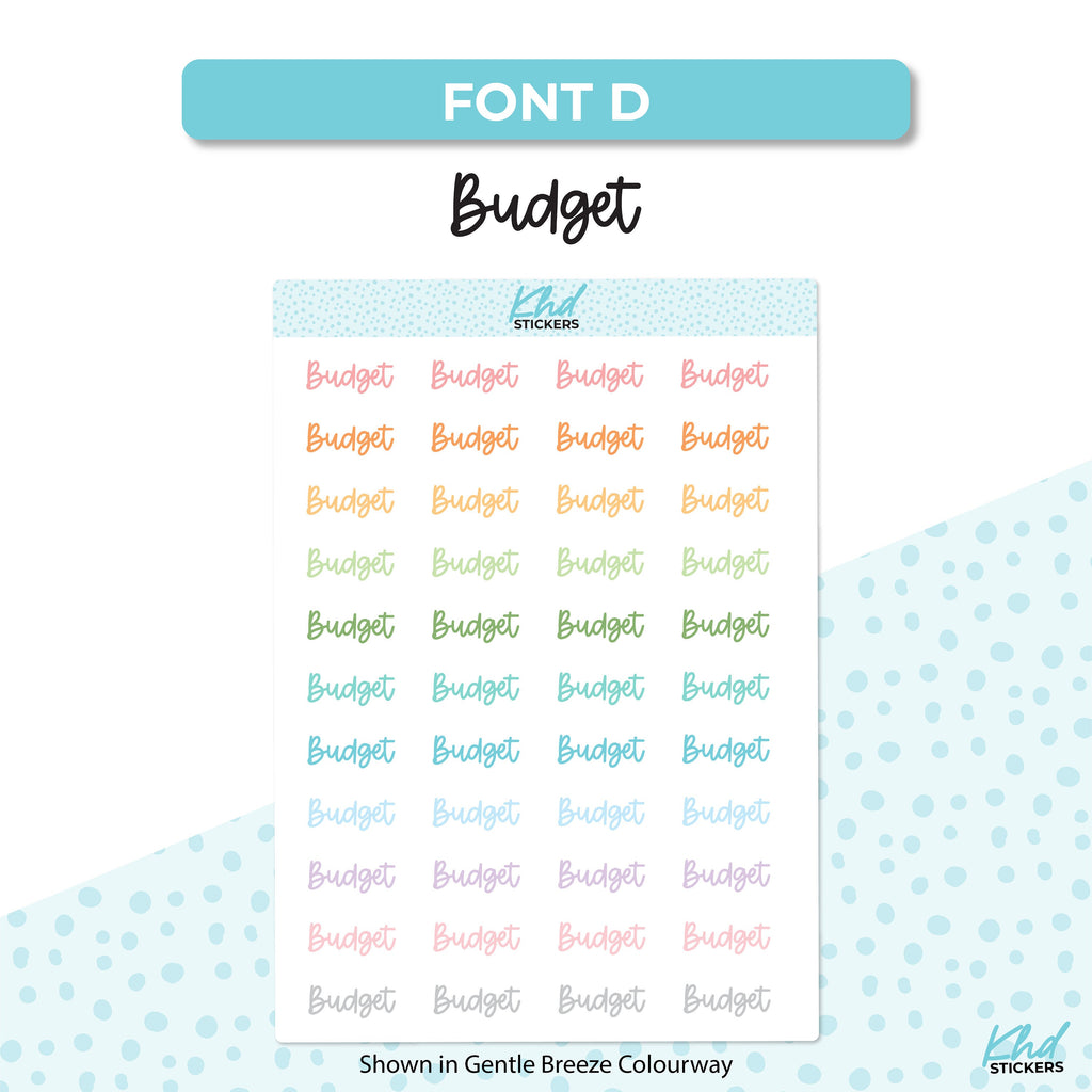 Budget Planner Stickers, Planner Stickers, Select from 6 fonts & 2 sizes, Removable