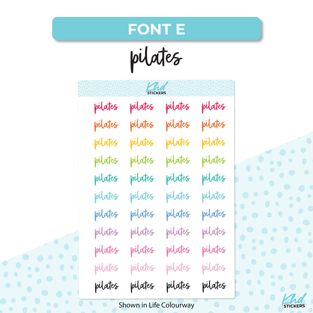 Pilates Stickers, Planner Stickers, Select from 6 fonts & 2 sizes, Removable