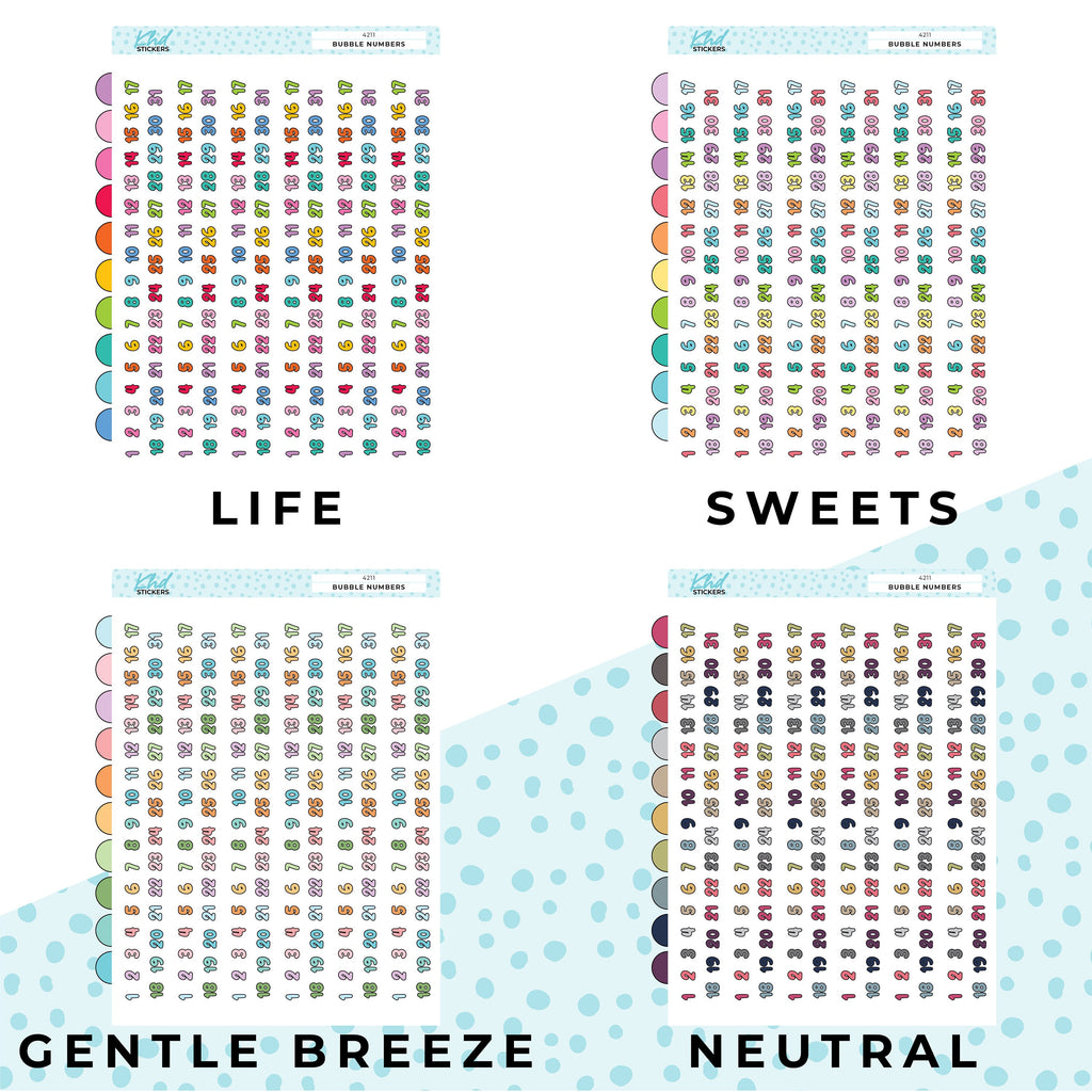 Date Dots - Bubble Numbers, Planner Stickers, Removable