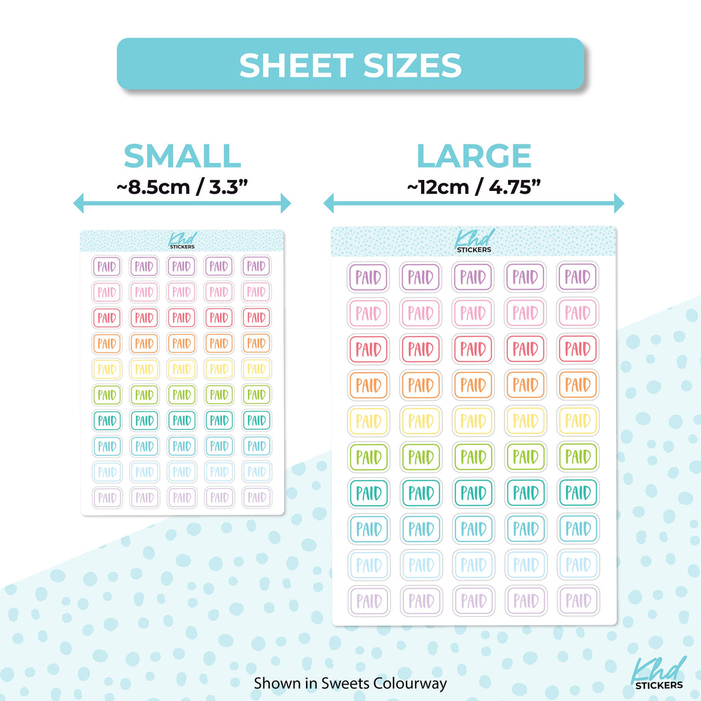 Paid Stickers, Planner Stickers, Two size and font options, removable