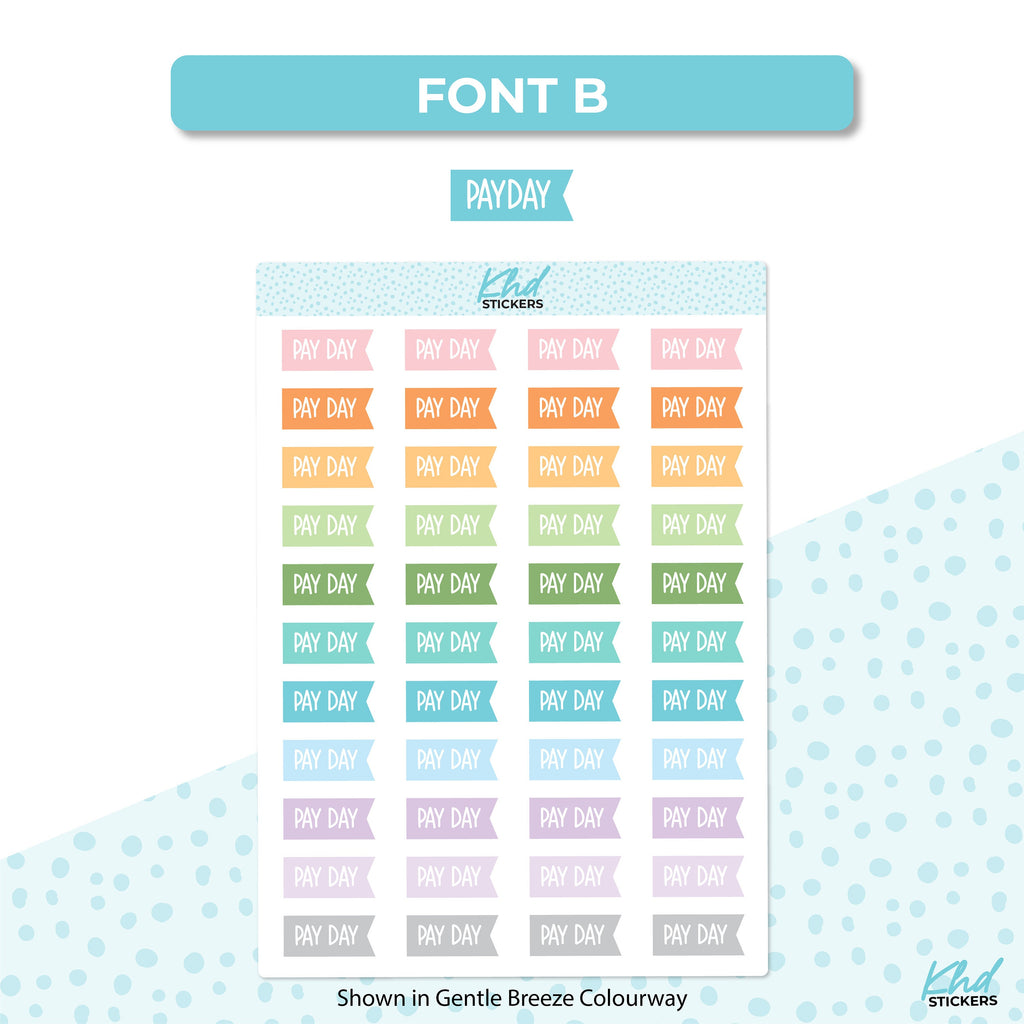 Pay Day Flag Stickers, Planner Stickers, Two size and font options, removable