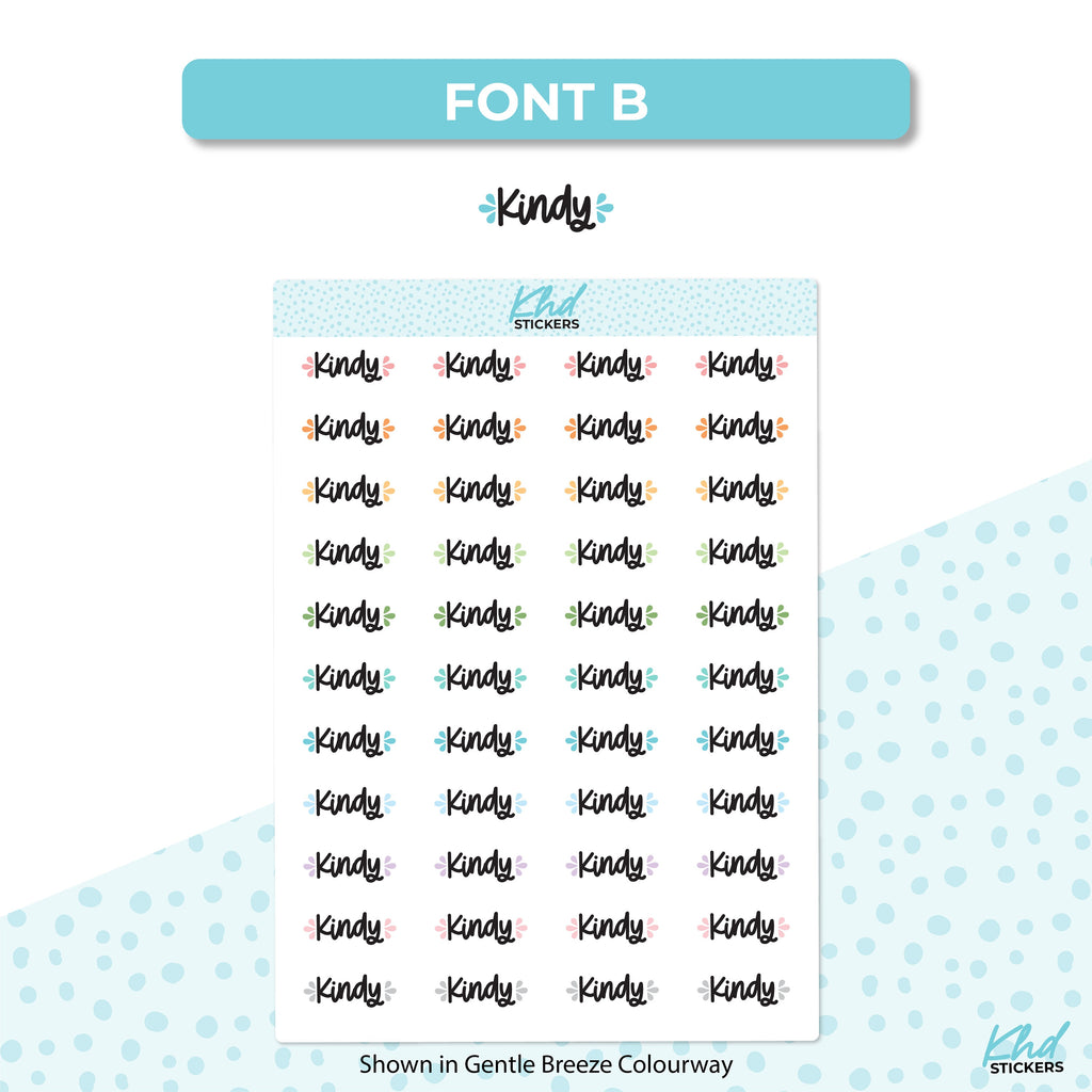 Kindy Stickers Stickers, Planner Stickers, Two size and font options, removable