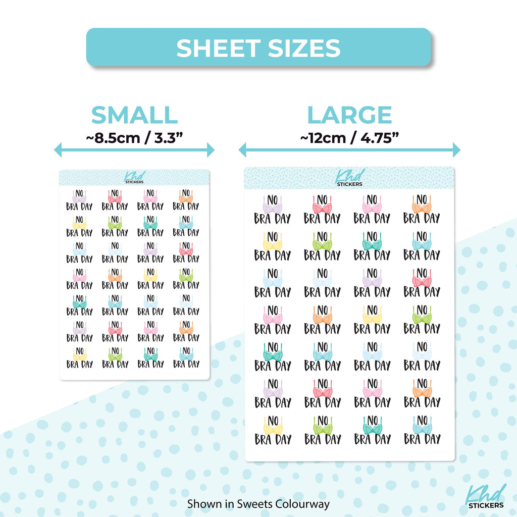 No Bra Day, Planner Stickers, Two size and font options, removable