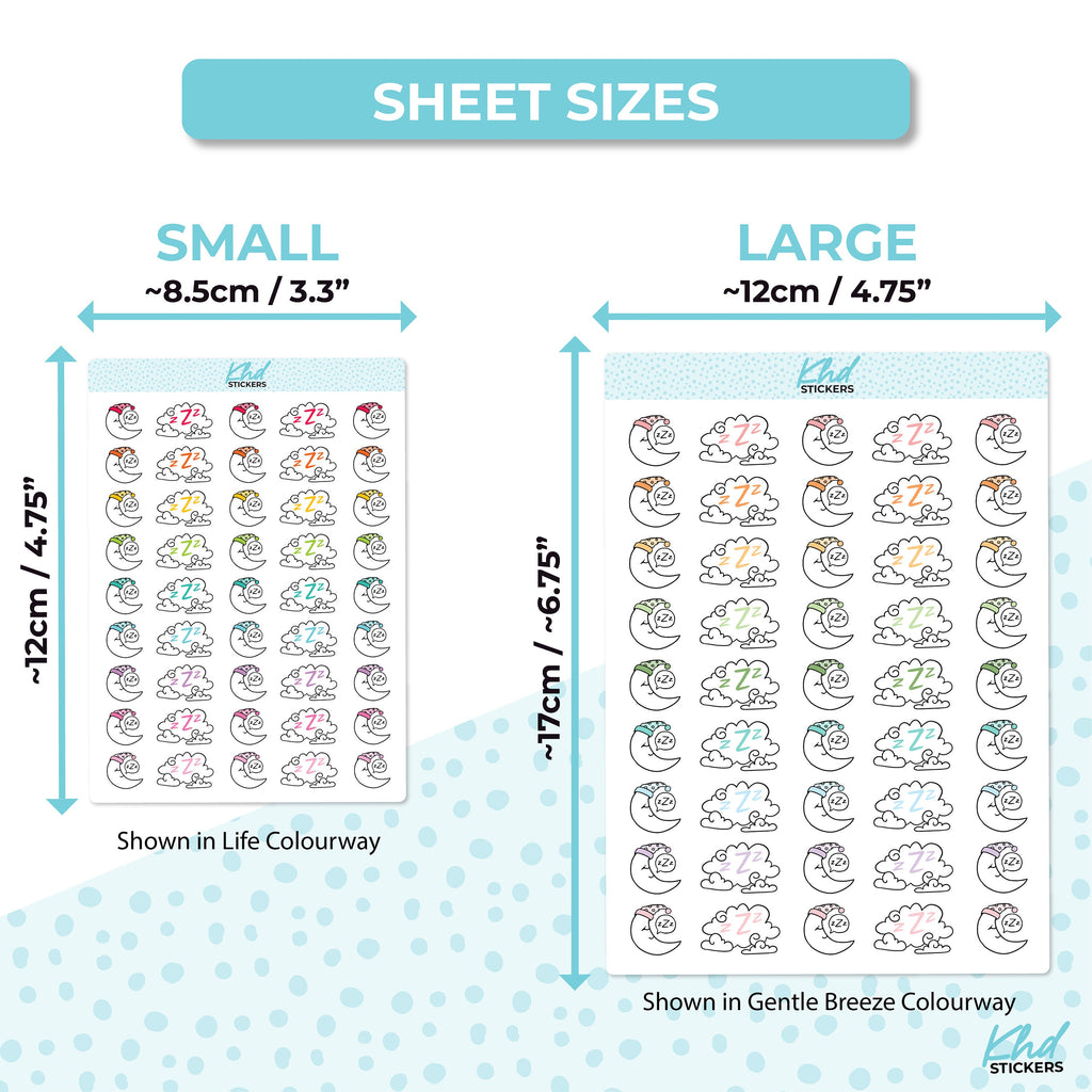 Sleep Time Planner Stickers, Two Size Options, Removable