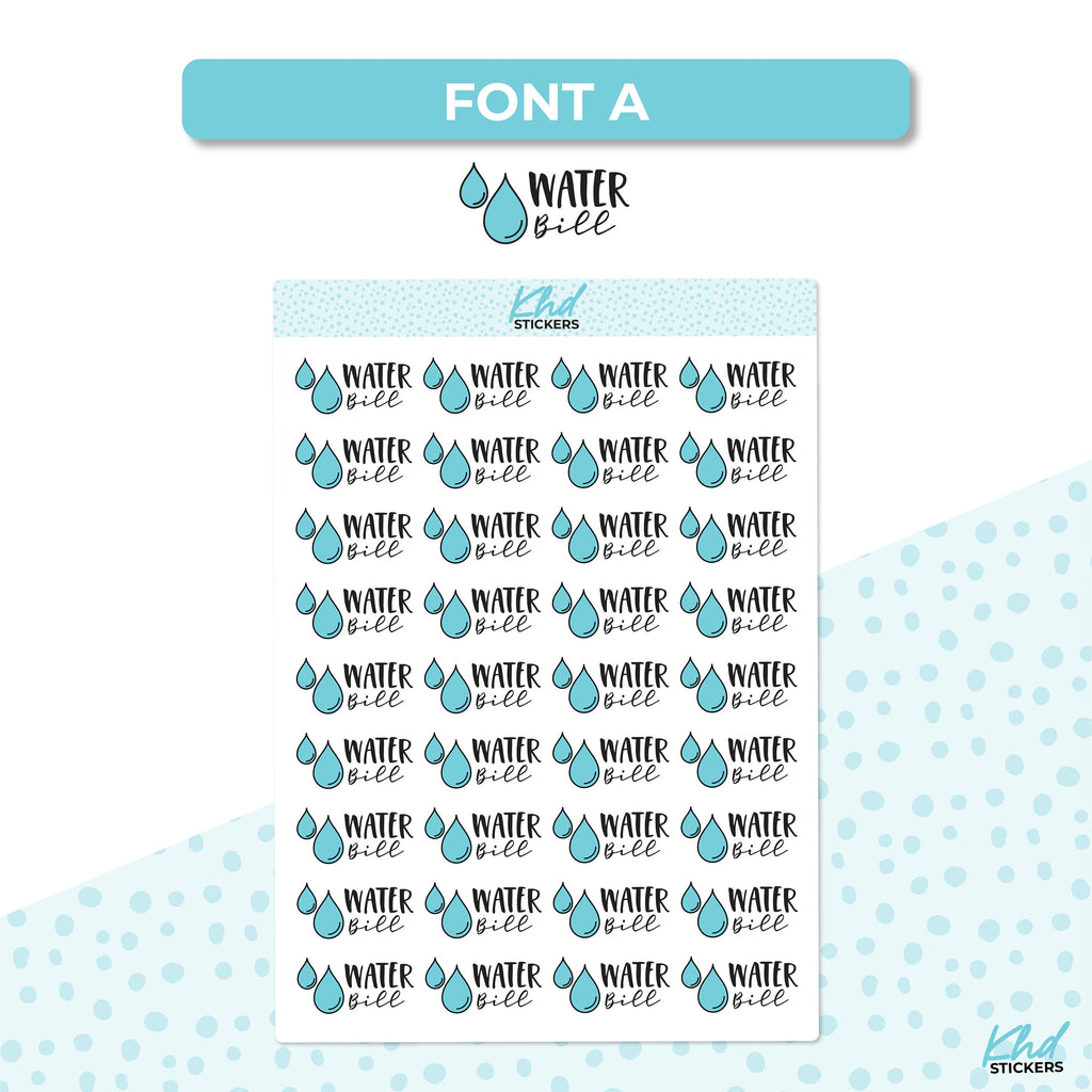 Water Bill Stickers, Word Planner Stickers, Removable