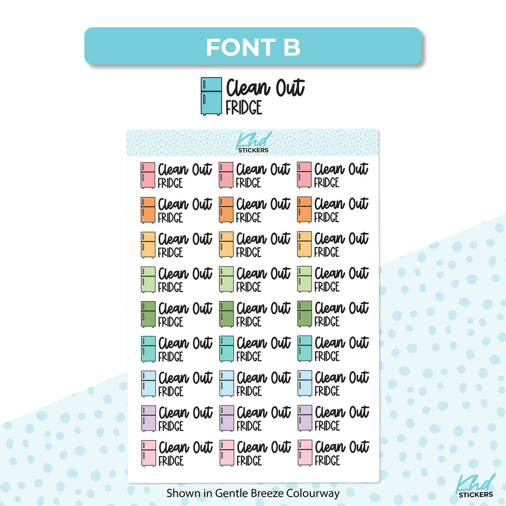 Clean Out Fridge Stickers, Planner Stickers, Two Size and Font Options, Removable