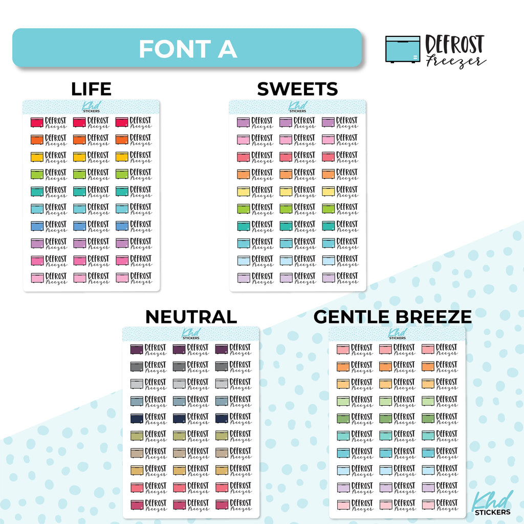 Defrost Freezer Stickers, Planner Stickers, Two Size and Font Options, Removable