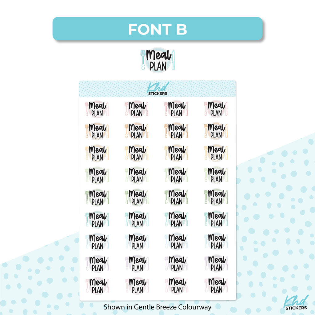 Meal Plan Stickers, Planner Stickers, Two Size and Font Options, Removable
