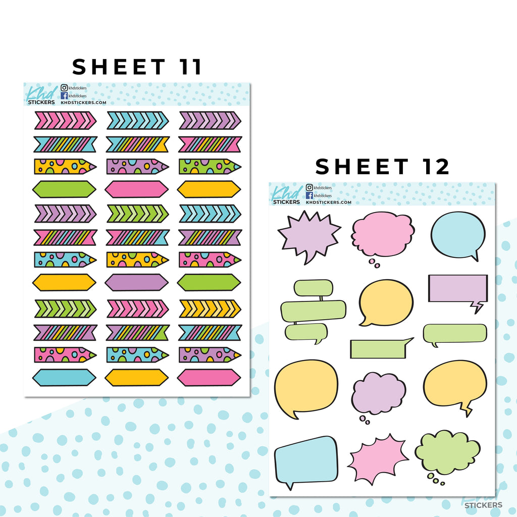 16 Sheets - Monthly Functional Planner Sticker Kit - Carnation - Planner Stickers - Kit 4811