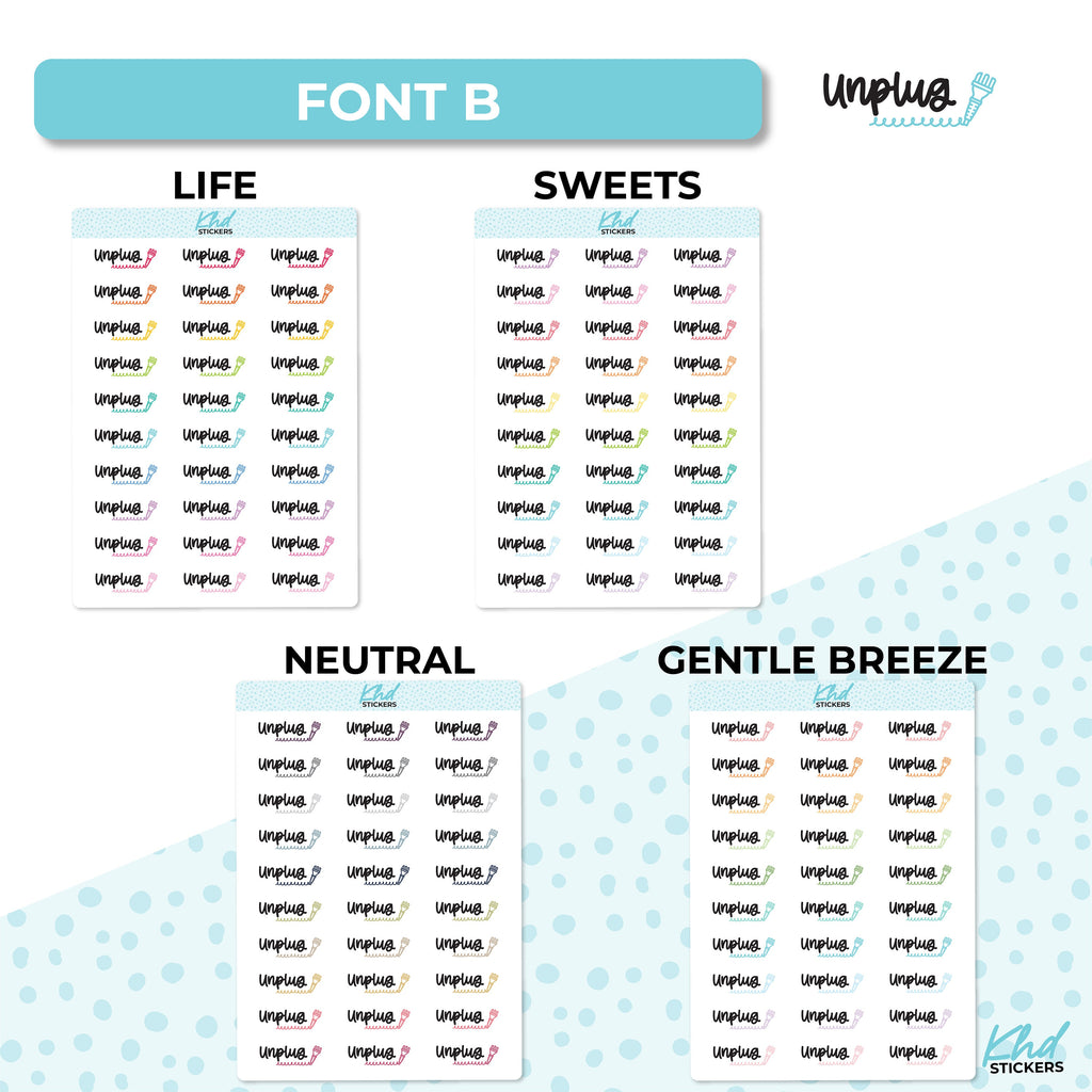 Unplug Stickers, Planner Stickers, Removable