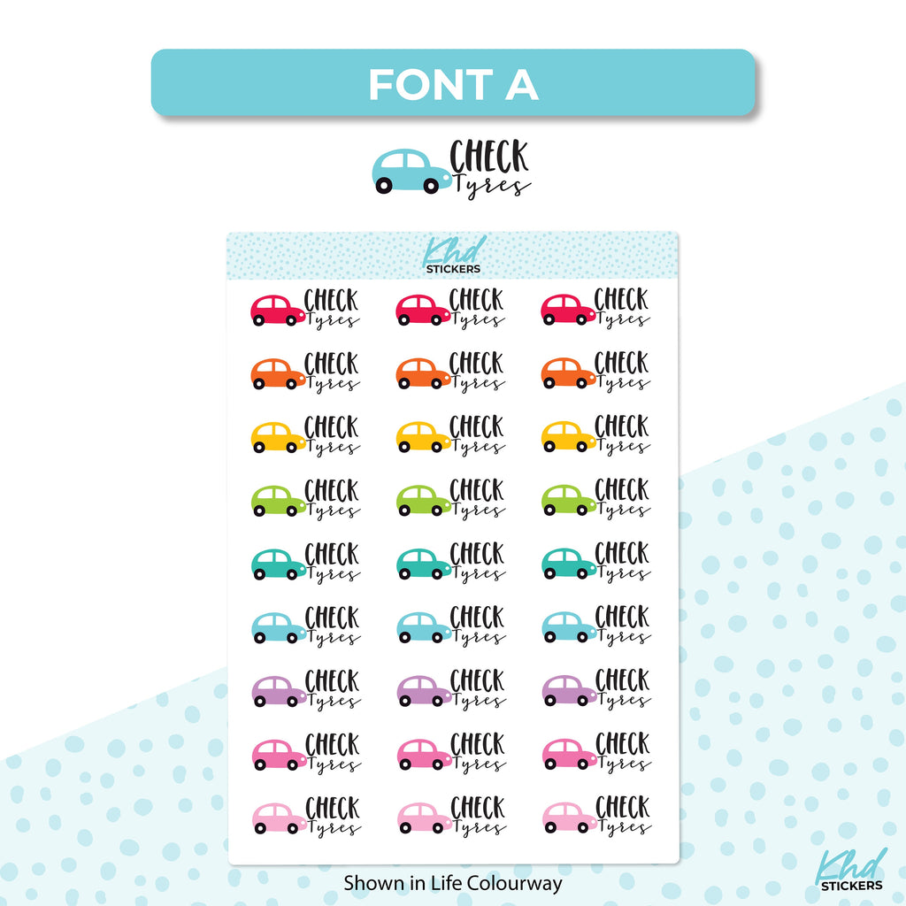 Check Tyres Car Care Planner Stickers, Removable