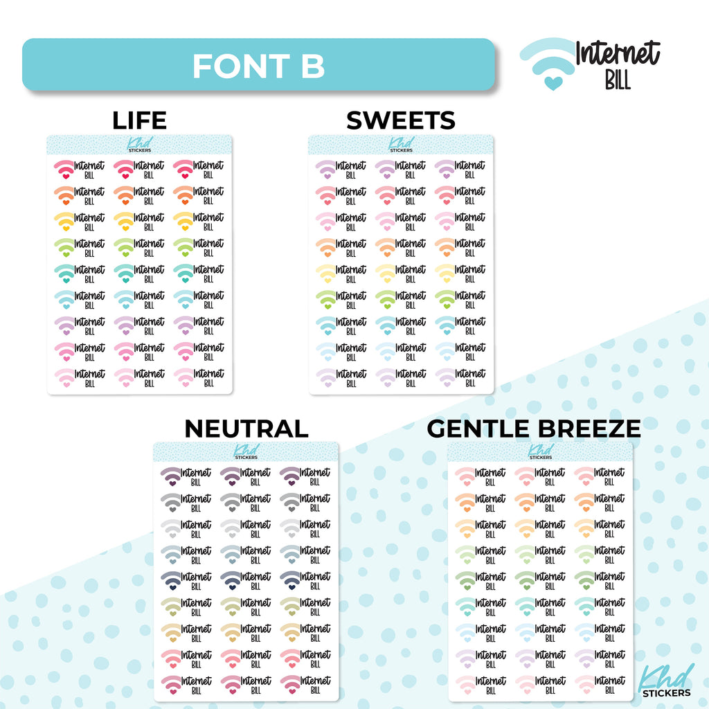Internet Bill Stickers, Planner Stickers, Removable