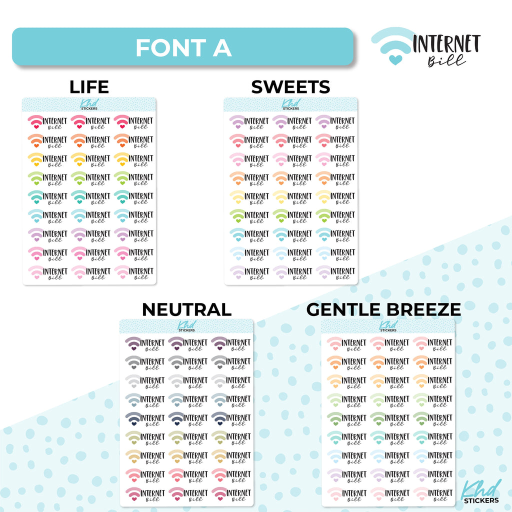 Internet Bill Stickers, Planner Stickers, Removable