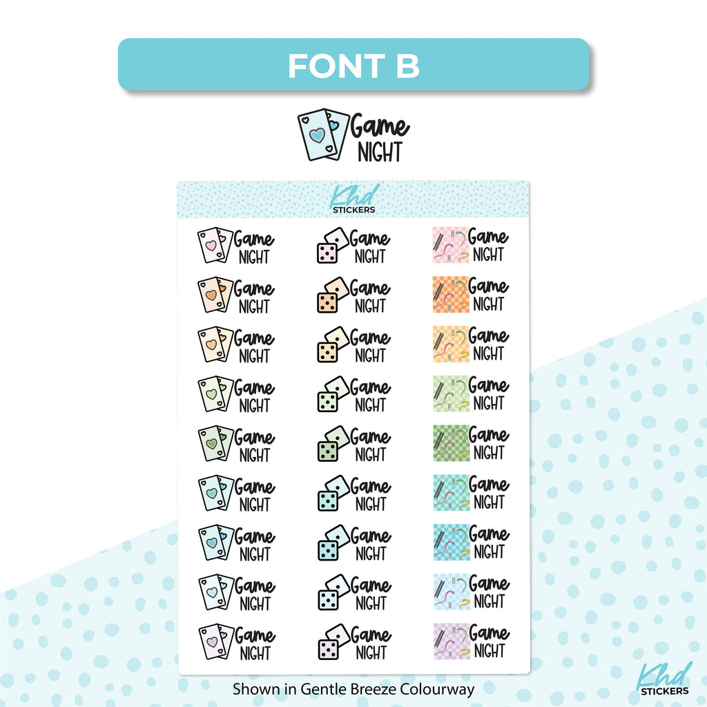 Game Night Stickers, Planner Stickers, Removable