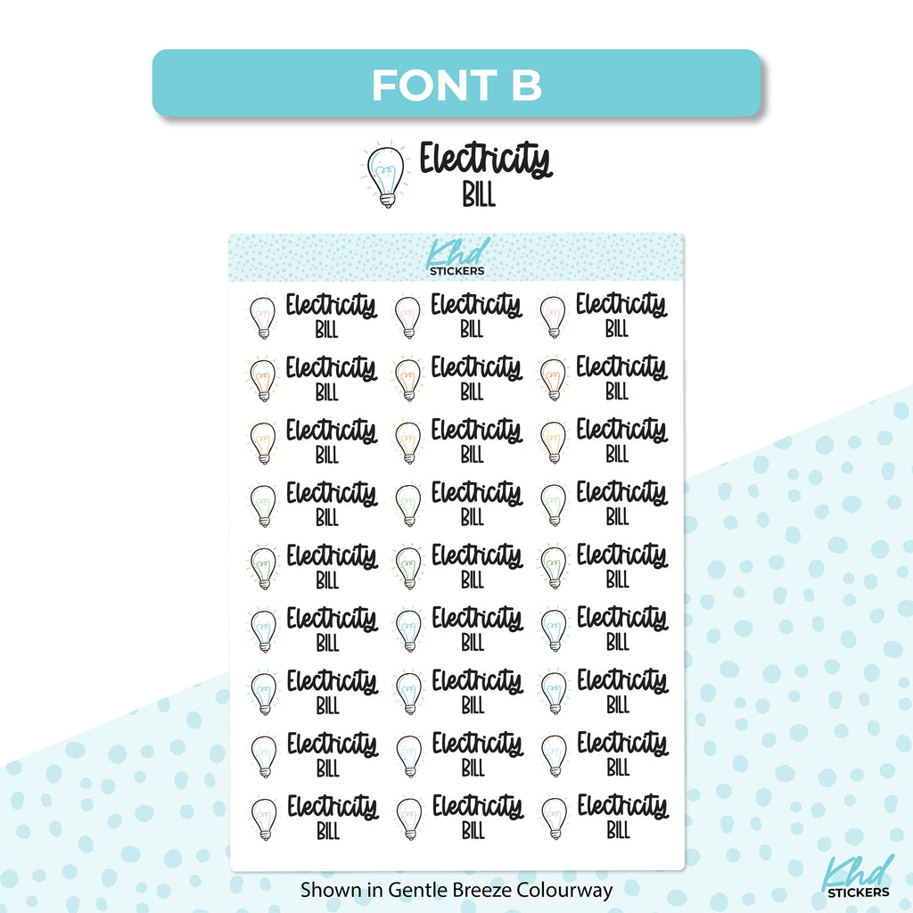 Electricity Bill Stickers, Planner Stickers, Removable