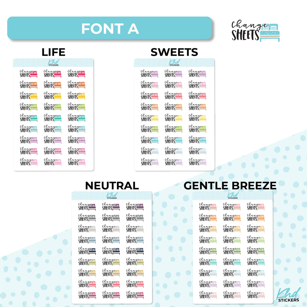 Change Sheets Stickers, Planner Stickers, Two Size and Font Options, Removable
