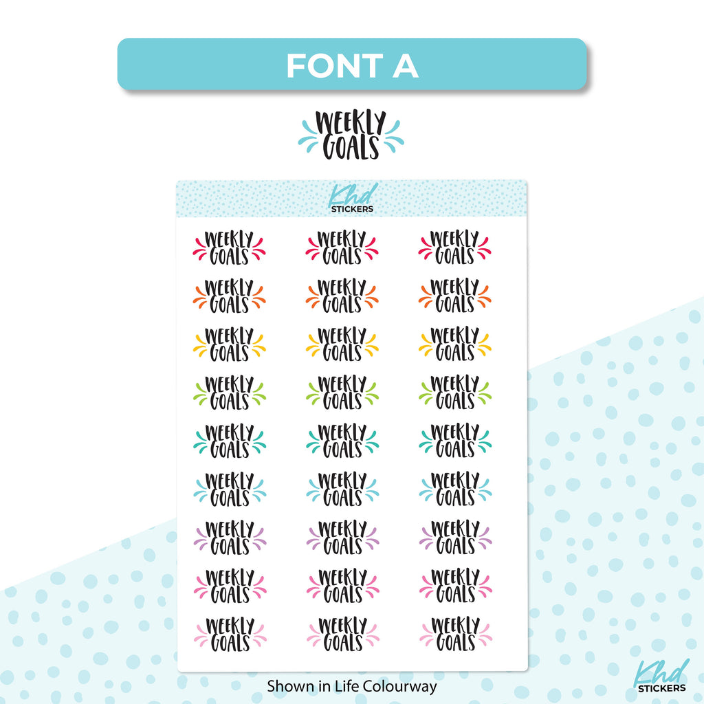 Weekly Goals Stickers, Planner Stickers, Removable