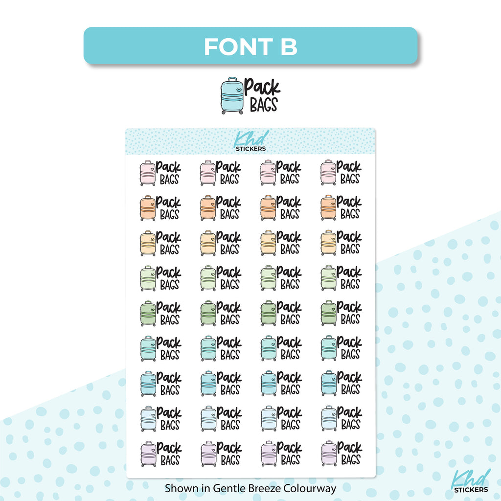 Pack Bags Planner Stickers, Removable
