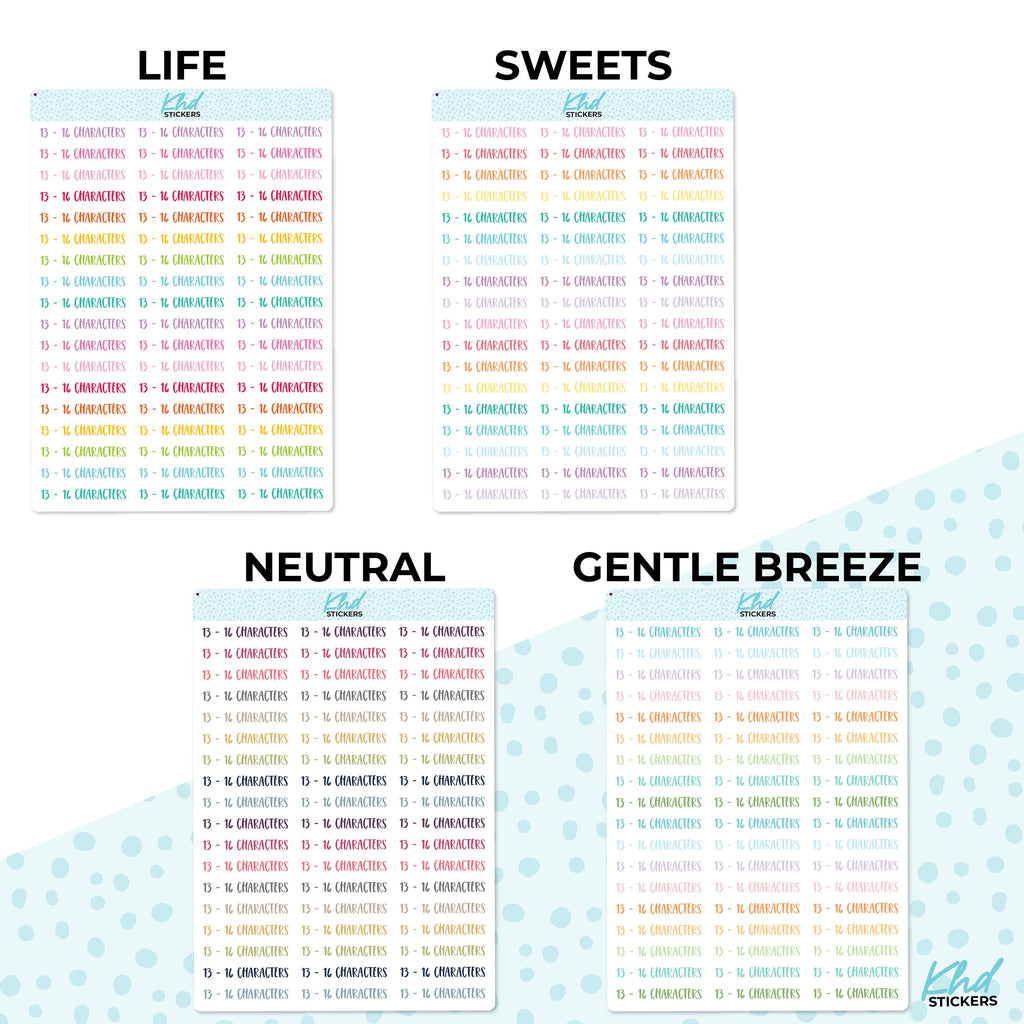 Design Your Own Word Stickers, Font A, Custom Script Planner Stickers, Removable, Custom Word Stickers, Clear Sticker or White Background