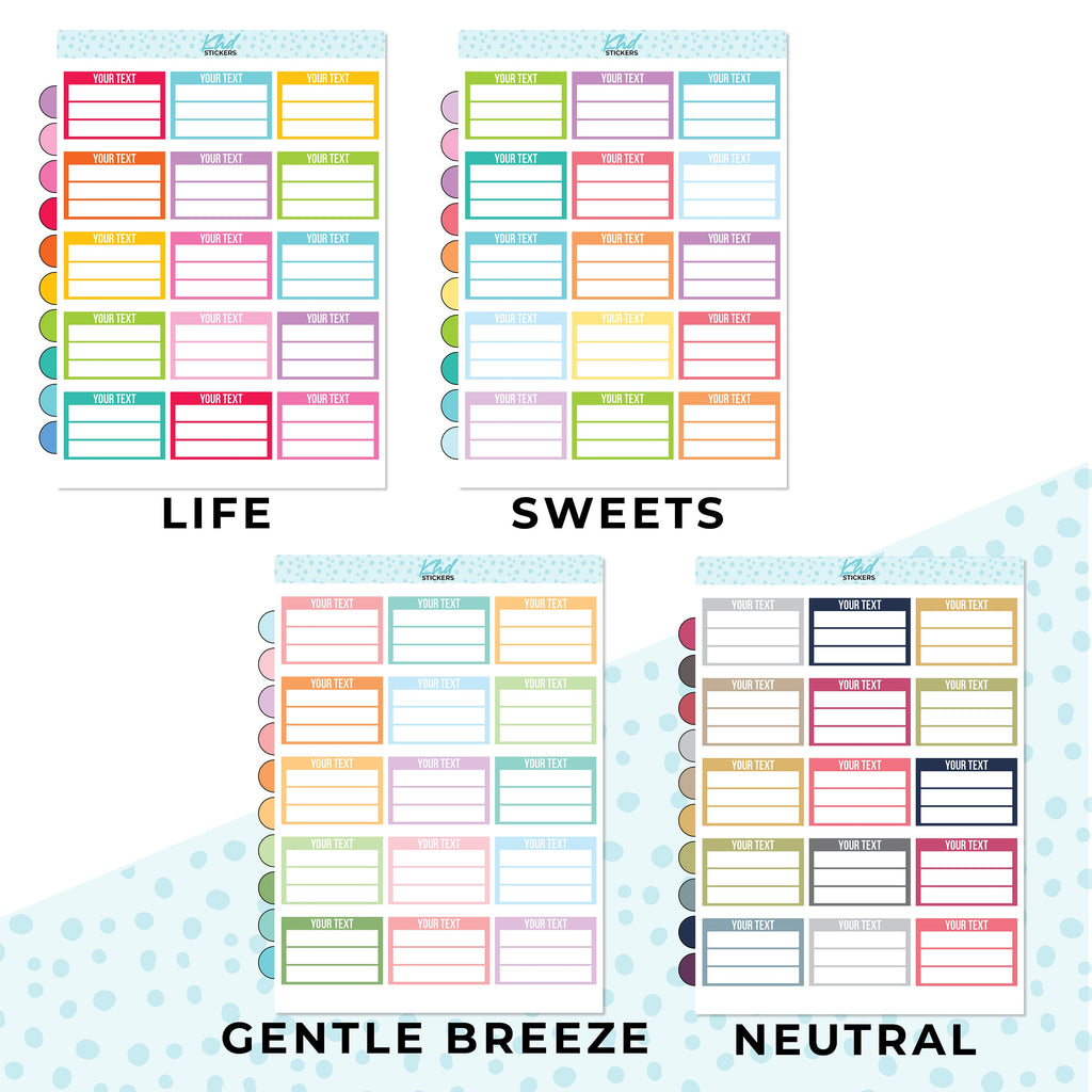 Design Your Own, Half Boxes, Removable, Personalised Custom Planner Stickers