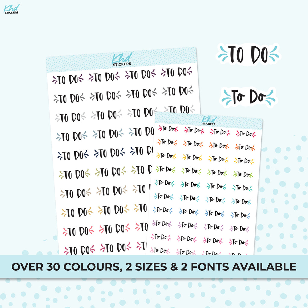 To Do Stickers, Planner Stickers, Two size and font options, removable