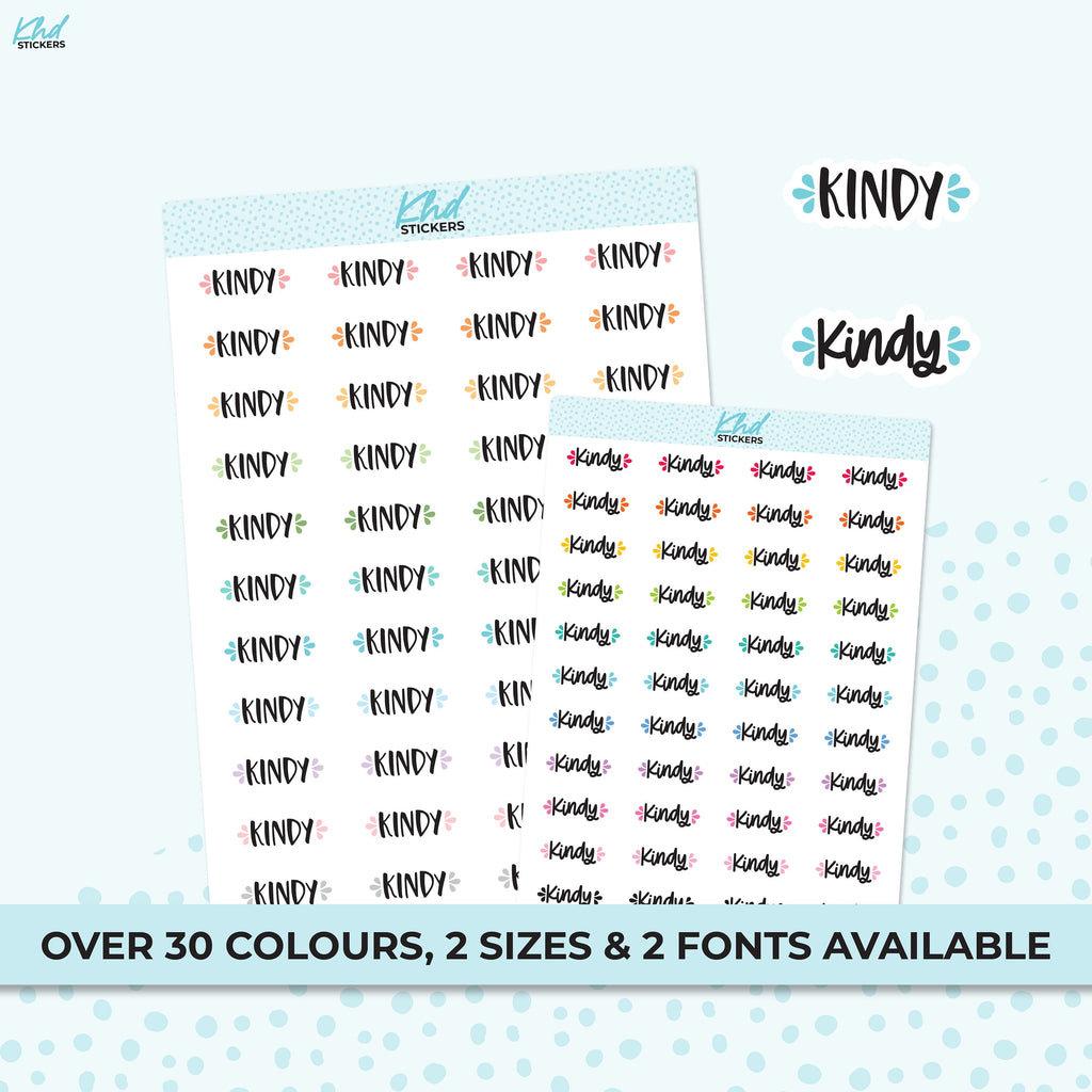 Kindy Stickers Stickers, Planner Stickers, Two size and font options, removable