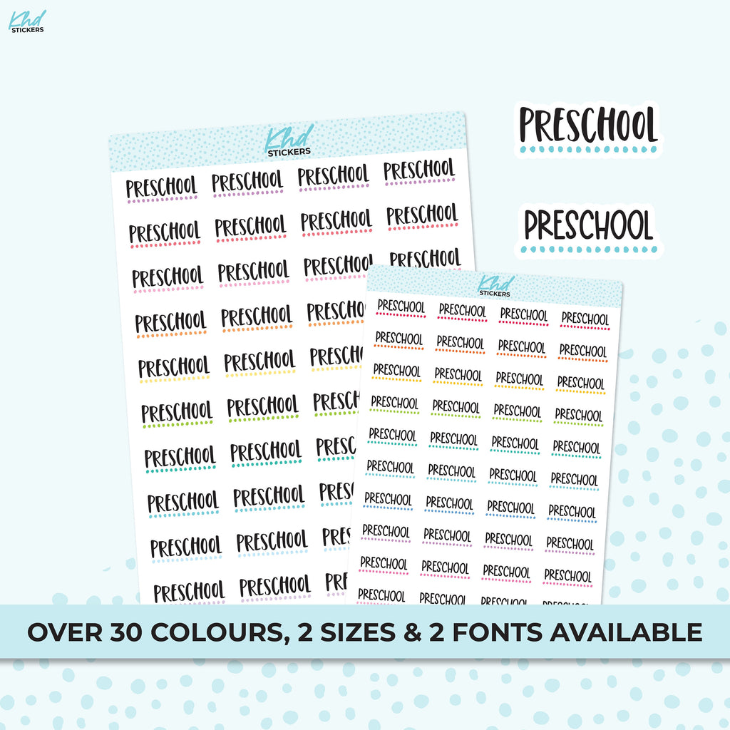 Preschool Stickers, Planner Stickers, Two size and font options, removable