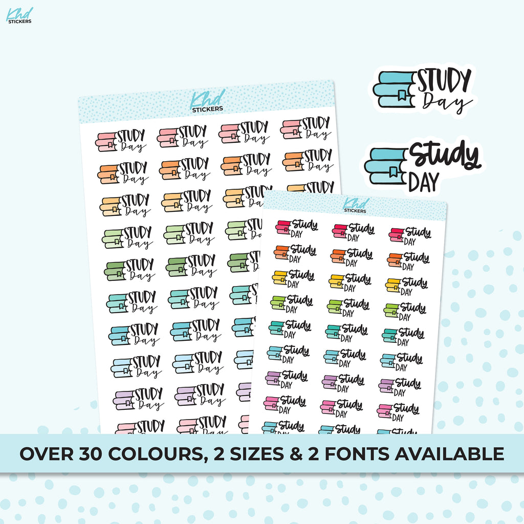 Study Day Planner Stickers, Planner Stickers, Removable
