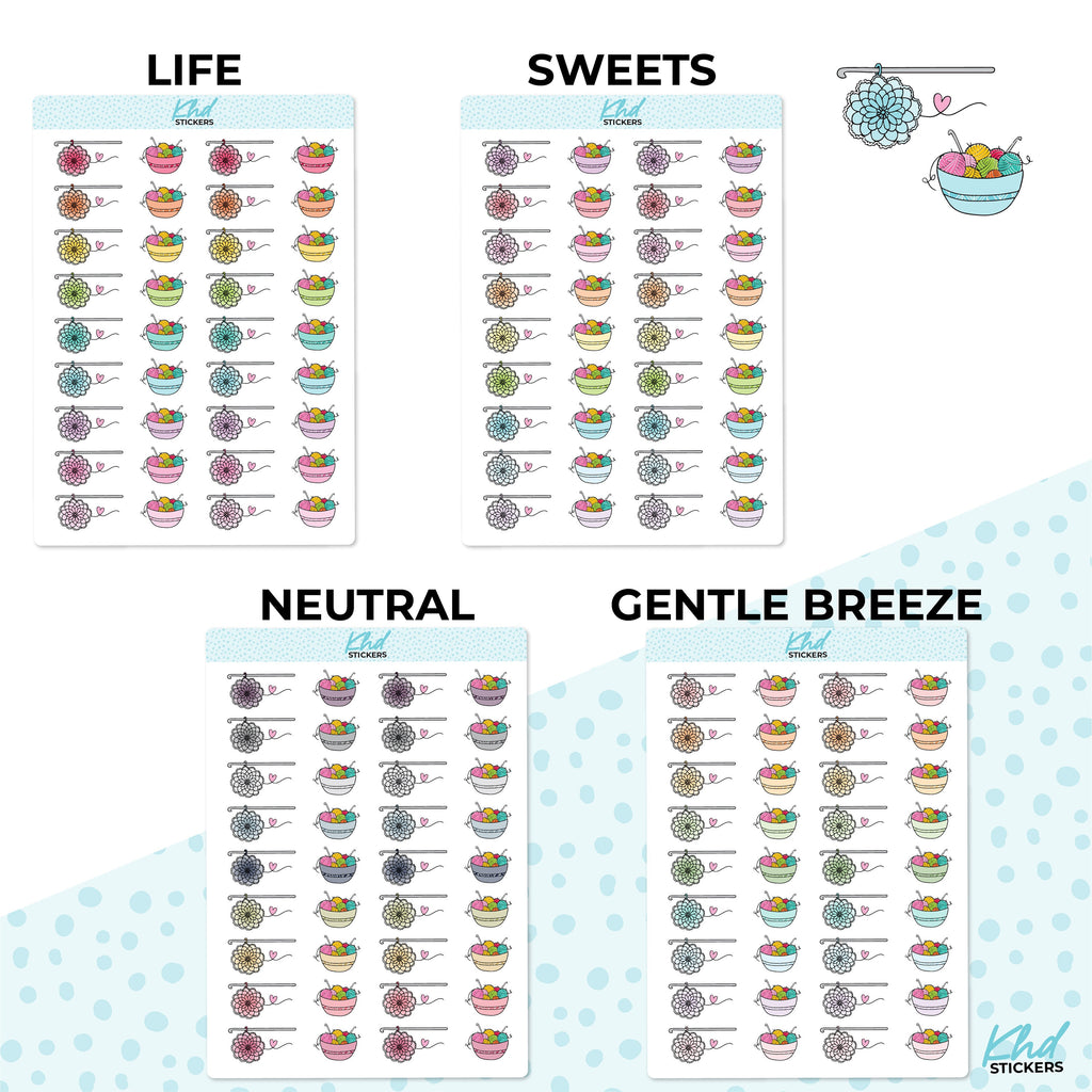 Crochet Planner Stickers, Removable