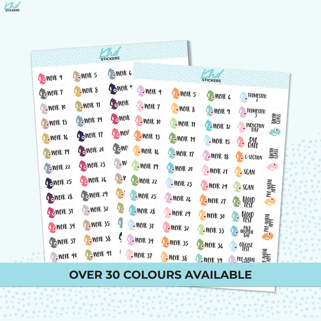 Pregnancy Week Planner Stickers, Removable