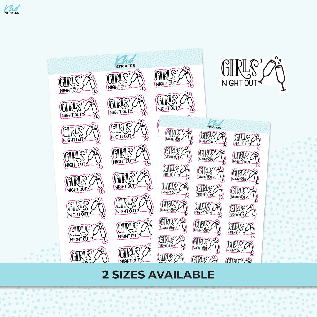 Girls Night Out Planner Stickers, Two Size and Font Options, Removable