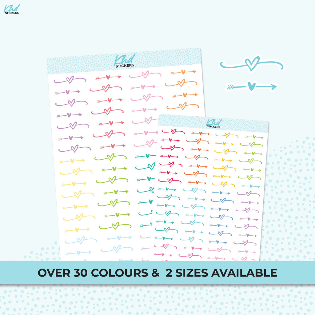 Colourful Heart Divider Stickers, Planner Stickers, Two Sizes, Removable