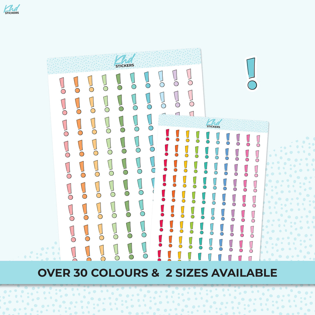 Exclamation Stickers, Planner Stickers, Two Sizes, Removable