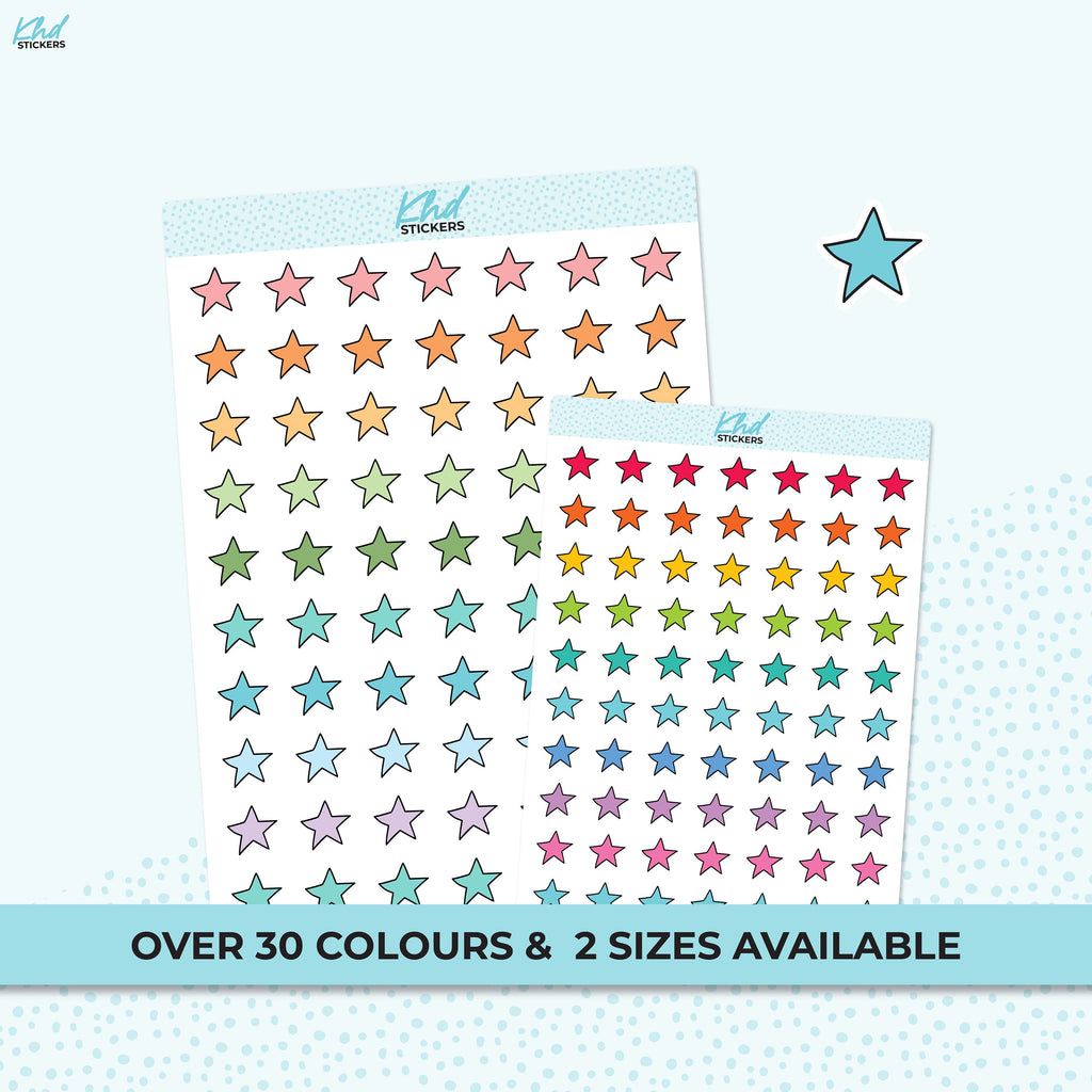 Small or Large Stars,  Planner Stickers, Two Sizes, Removable