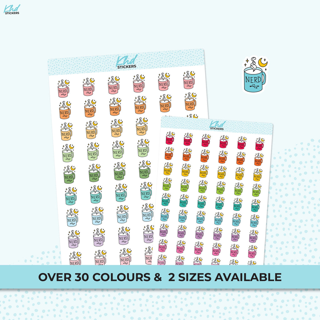Nerd Coffee Mug, Planner Stickers, Two Sizes, Removable