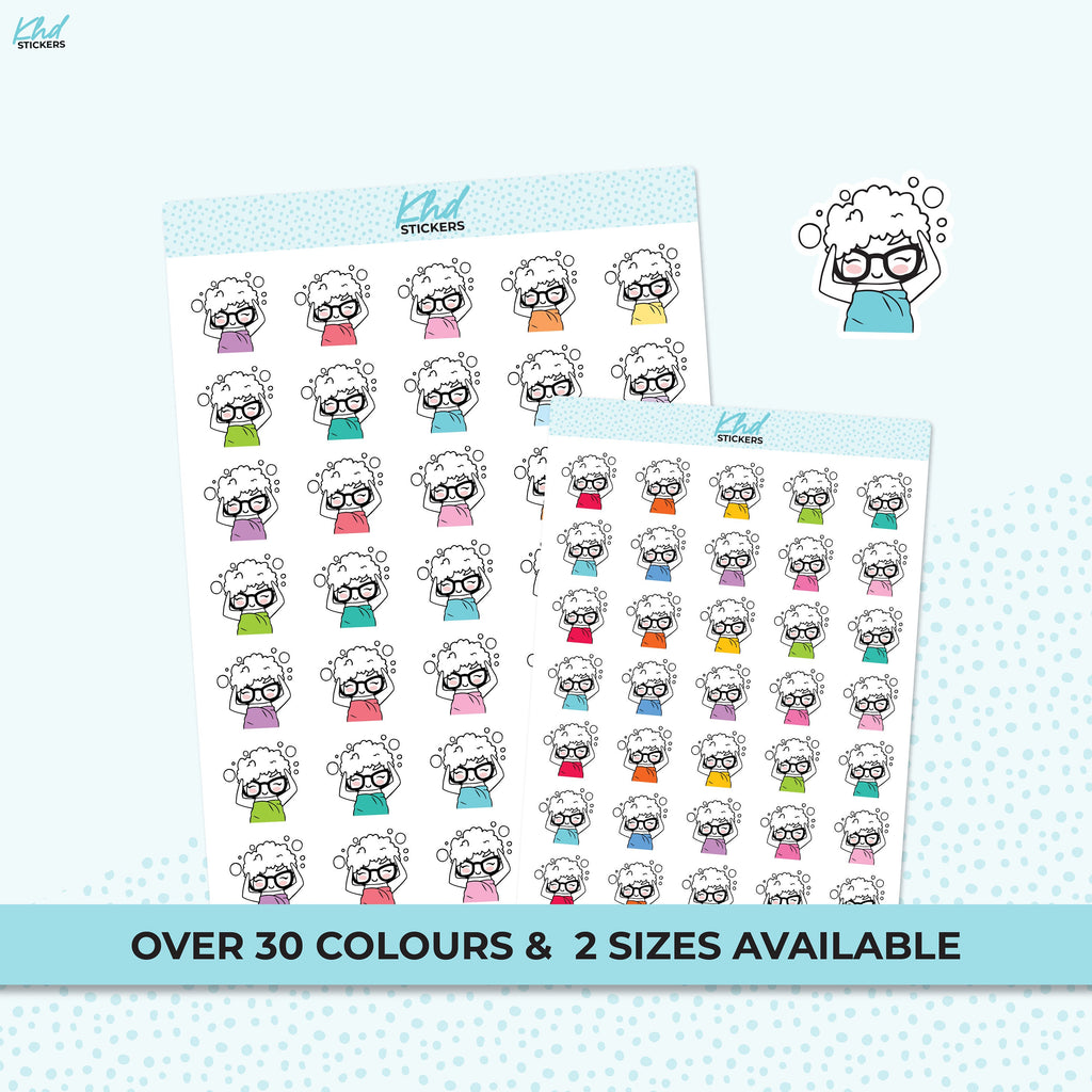 Planner Girl Leona Wash Hair, Planner Stickers, Two Sizes, Removable