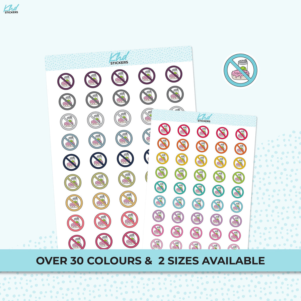 No Junk Food Planner Stickers, Two Sizes, Removable