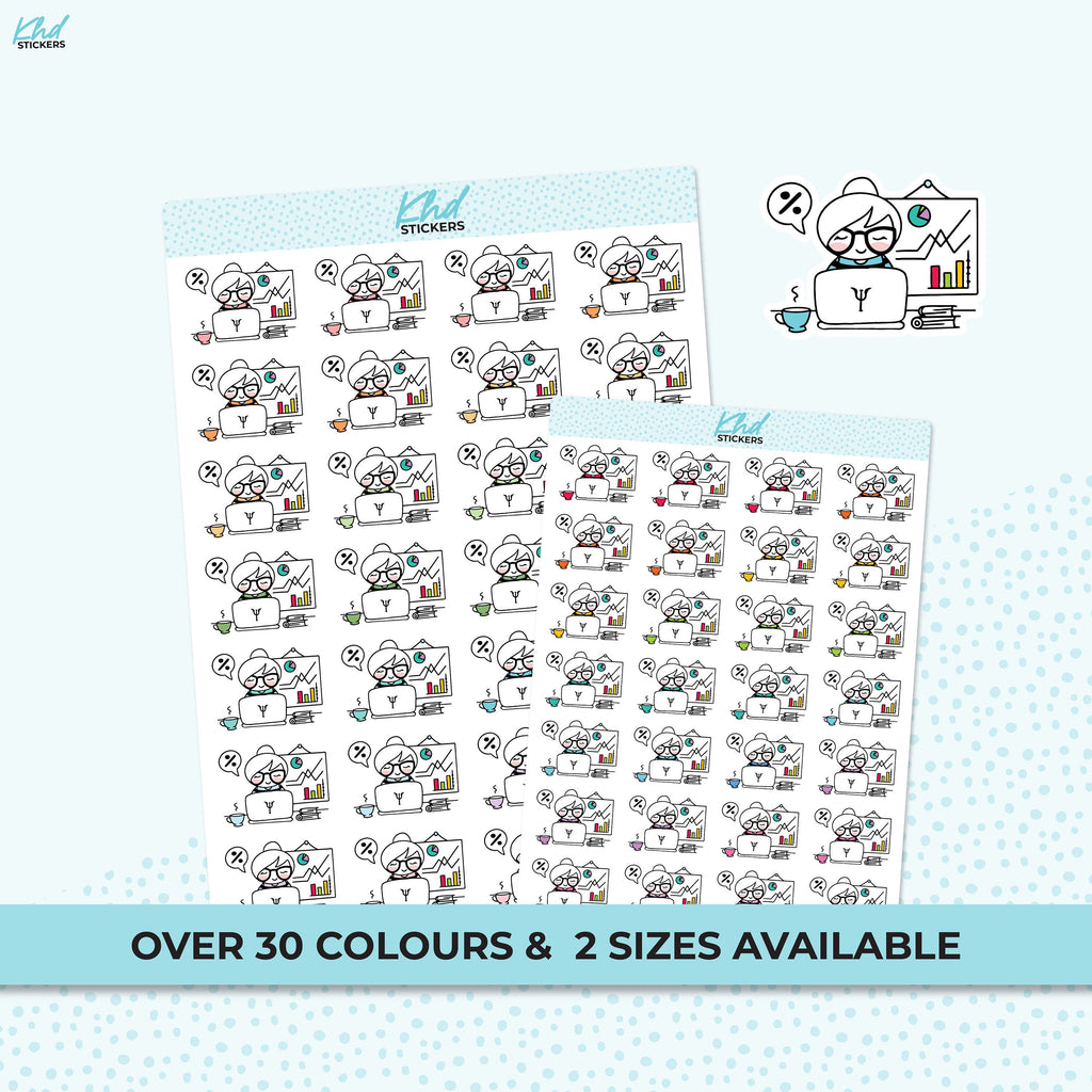 Planner Girl Leona Working / Presentation / Teaching Planner Stickers, Removable