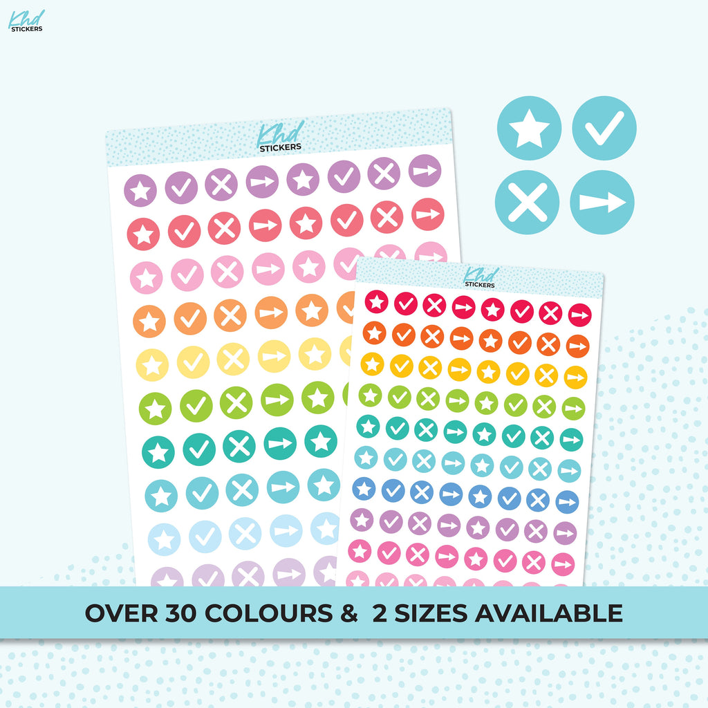 Essential Symbol Stickers, Planner Stickers, Two Sizes, Removable